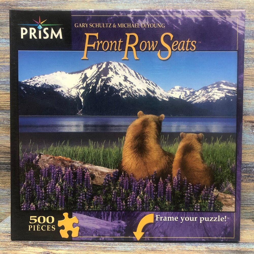 PRISM Puzzle 2007 Front Row Seats 500Pc 2 Bears Mountain Water Scenery Landscape